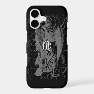 Chrome like Virgo Zodiac Sign on Black Hevelius
