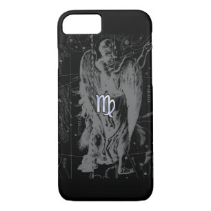 Chrome like Virgo Zodiac Sign on Black Hevelius iPhone 8/7 Case