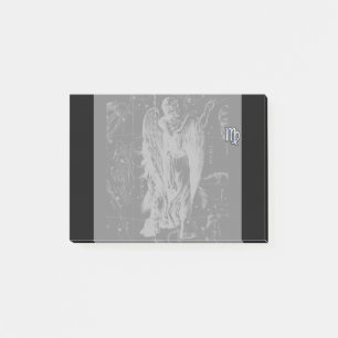 Chrome like Virgo Zodiac Sign on Black Hevelius Post-it Notes