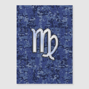 Chrome Like Virgo Zodiac Sign on Blue Digital Camo
