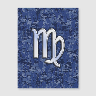 Chrome Like Virgo Zodiac Sign on Blue Digital Camo