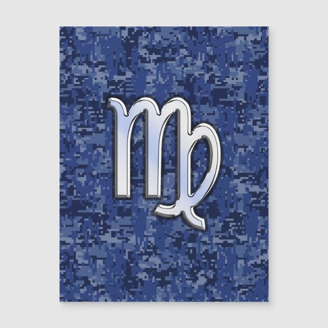 Chrome Like Virgo Zodiac Sign on Blue Digital Camo (Front)