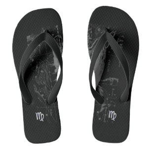 Chrome like Virgo Zodiac Sign on Hevelius Flip Flops