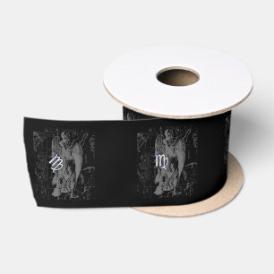 Chrome like Virgo Zodiac Sign on Hevelius Satin Ribbon
