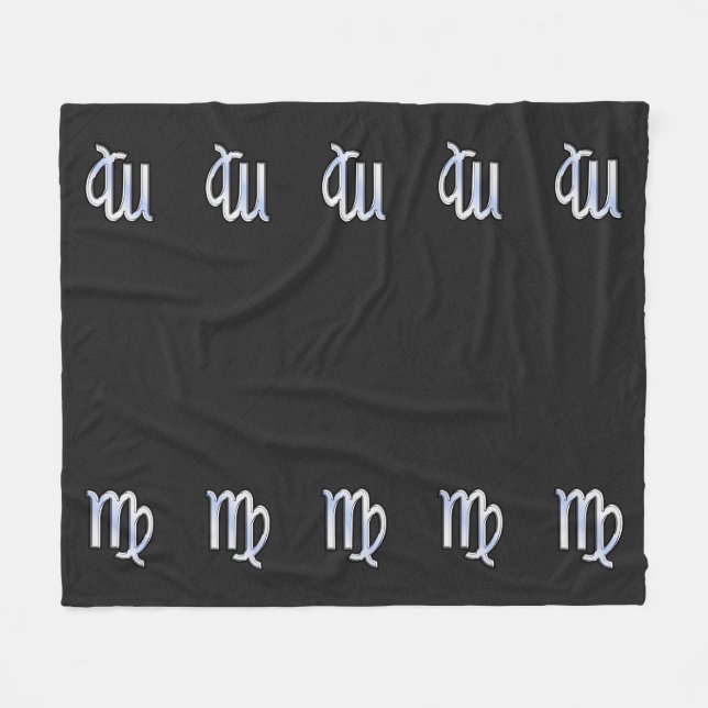 Chrome Like Virgo Zodiac Sign on snake skin Fleece Blanket (Front (Horizontal))