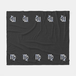 Chrome Like Virgo Zodiac Sign on snake skin Fleece Blanket