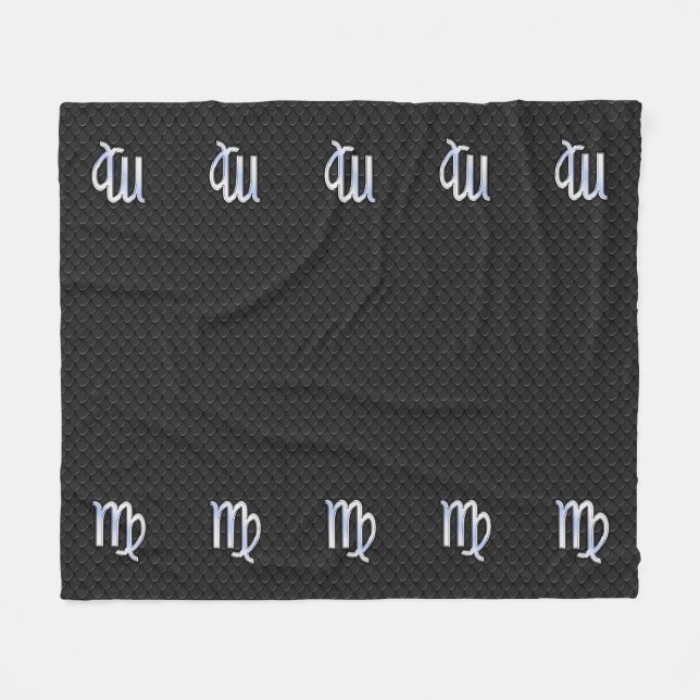 Chrome Like Virgo Zodiac Sign on snake skin Fleece Blanket (Front (Horizontal))