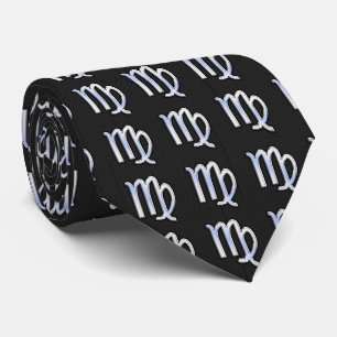 Chrome Like Virgo Zodiac Sign on snake skin Tie