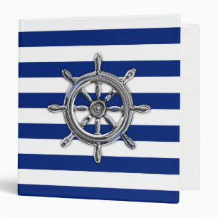 Chrome Like Wheel on Nautical Stripes Binder