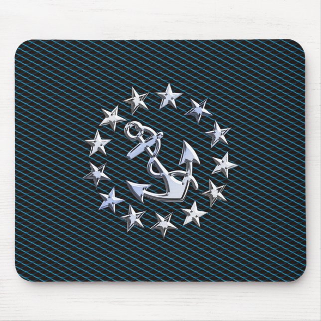 Chrome Like Yacht Flag Automotive Grille Print Mouse Pad (Front)