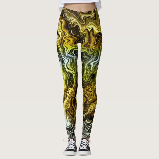Chrome Liquid Metallic Gold Silver Cool Leggings (Front)