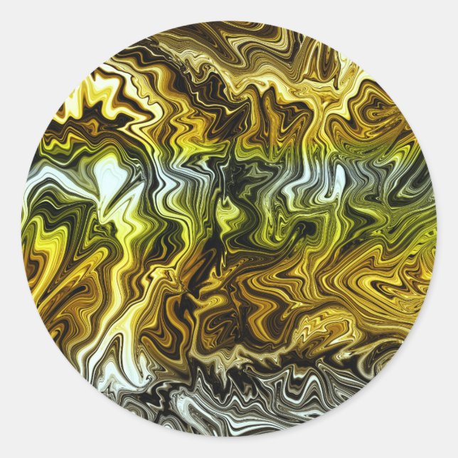 Chrome Liquid Metallic Gold Silver Cool Party Classic Round Sticker (Front)