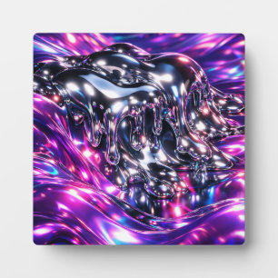 Chrome Liquid Purple Abstract Plaque