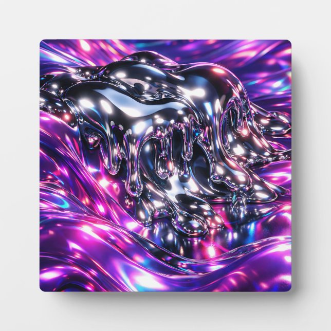 Chrome Liquid Purple Abstract Plaque (Front)