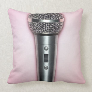 Chrome Microphone Throw Pillow