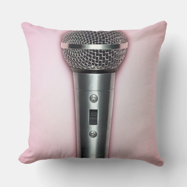 Chrome Microphone Throw Pillow (Front)