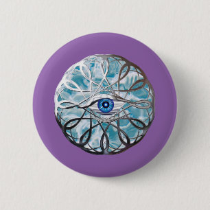 Chrome Mystical Eye Design 2 Inch Round Button
