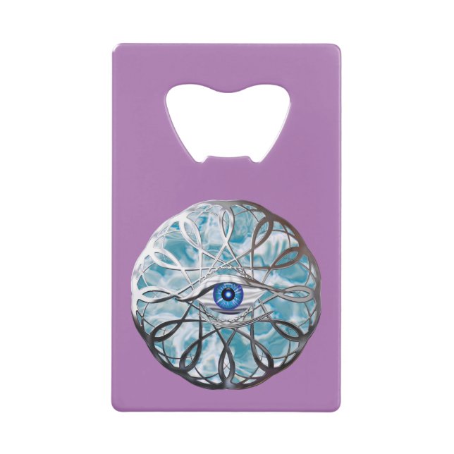 Chrome Mystical Eye Design Credit Card Bottle Opener (Front)