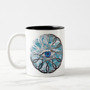 Chrome Mystical Eye Design Two-Tone Coffee Mug