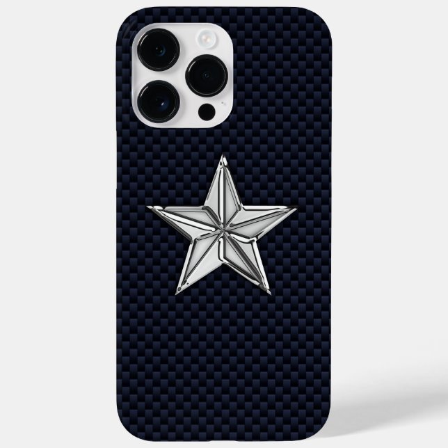 Chrome Nautical Star on Carbon Fibre Print Case-Mate iPhone Case (Back)
