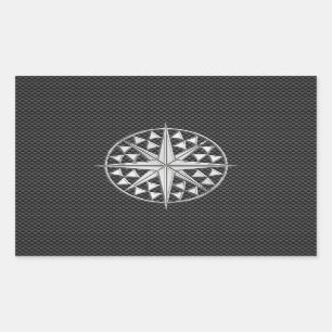 Chrome Nautical Star on Carbon Fibre Sticker