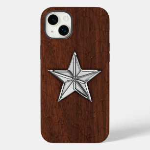 Chrome Nautical Star on Wet Mahogany Print Case-Mate iPhone 14 Plus Case