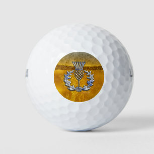 Chrome on Beer Print Scottish Thistle Golf Balls