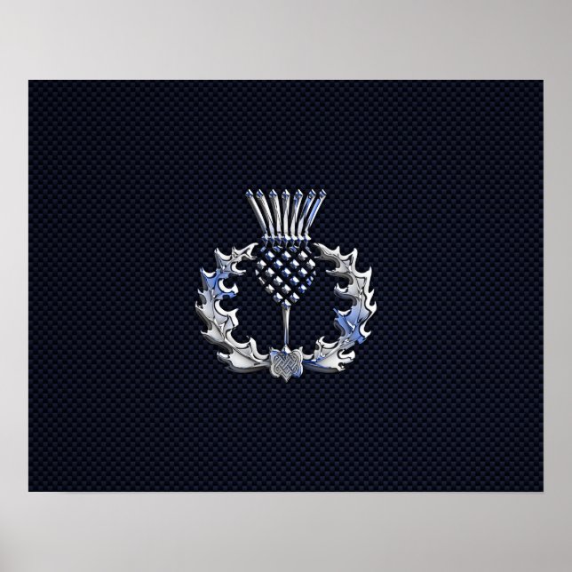 Chrome on Carbon Fibre Print Scottish Thistle (Front)