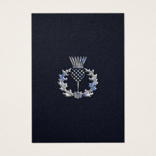 Chrome on Carbon Fibre Print Scottish Thistle