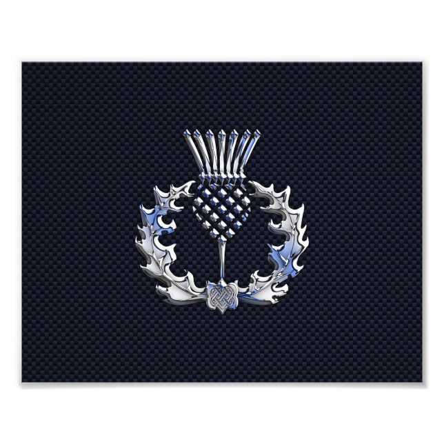 Chrome on Carbon Fibre Print Scottish Thistle (Front)
