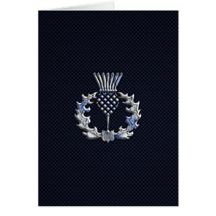Chrome on Carbon Fibre Print Scottish Thistle