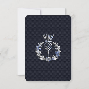 Chrome on Carbon Fibre Print Scottish Thistle