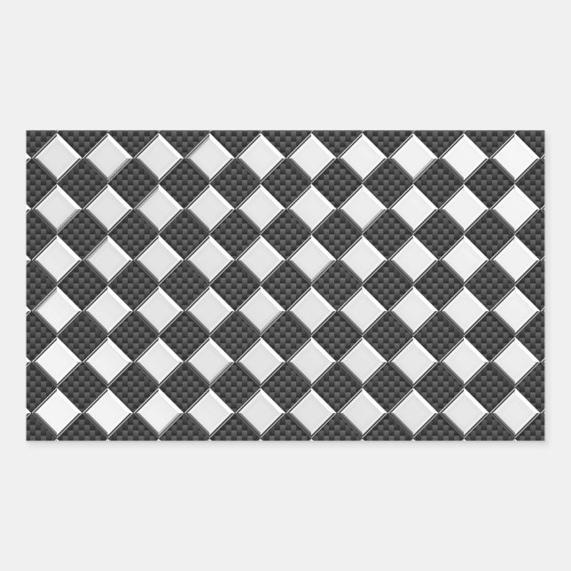 Chrome on Carbon Fibre Style Checkers Sticker (Front)
