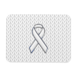 Chrome on White Knit Ribbon Awareness Print Magnet