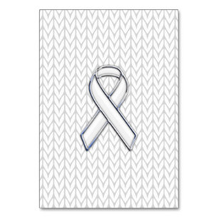 Chrome on White Knit Ribbon Awareness Print Table Number