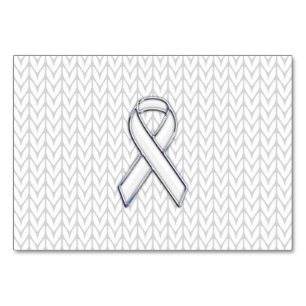Chrome on White Knit Ribbon Awareness Print Table Number