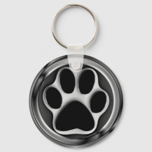CHROME PAW PRINT KEYCHAIN