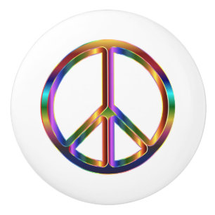Chrome Peace Sign Ceramic Knob
