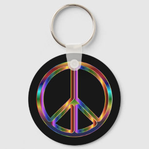 Chrome Peace Sign Keychain