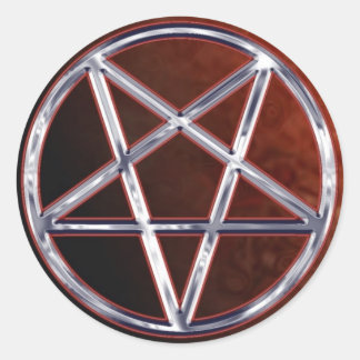 Chrome Pentagram Classic Round Sticker