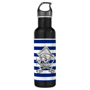 Chrome Pirate on Nautical Stripes 710 Ml Water Bottle
