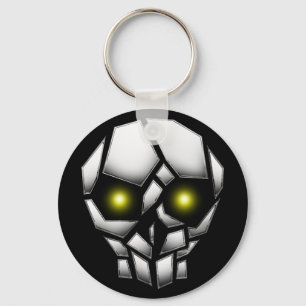 Chrome Plated Skull with Glowing Eyes Keychain