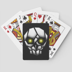 Chrome Plated Skull with Glowing Eyes Playing Cards