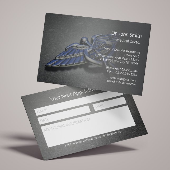 Chrome Professional Caduceus Medical /w Notes Box Appointment Card (Creator Uploaded)
