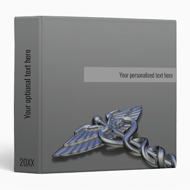 Chrome Professional Medical Caduceus Binder (Front/Spine)