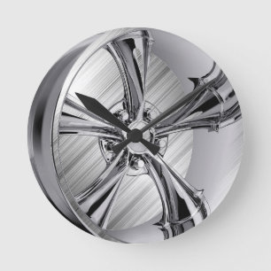 Chrome rim round clock