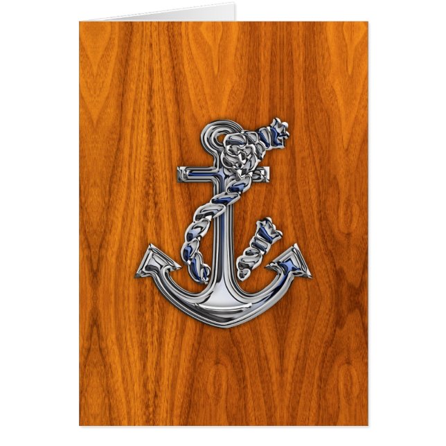 Chrome Rope Anchor on Teak Veneer (Front)