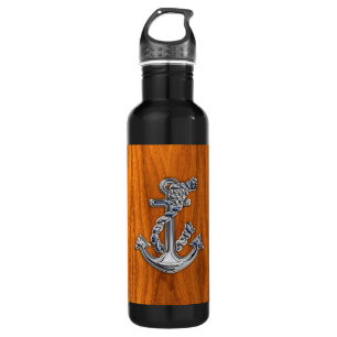 Chrome Rope Anchor on Teak Veneer 710 Ml Water Bottle