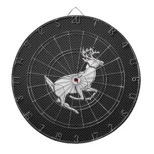 Chrome Running Deer on Carbon Fibre Decor Dartboard
