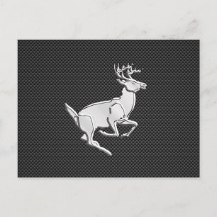 Chrome Running Deer on Carbon Fibre Print Postcard